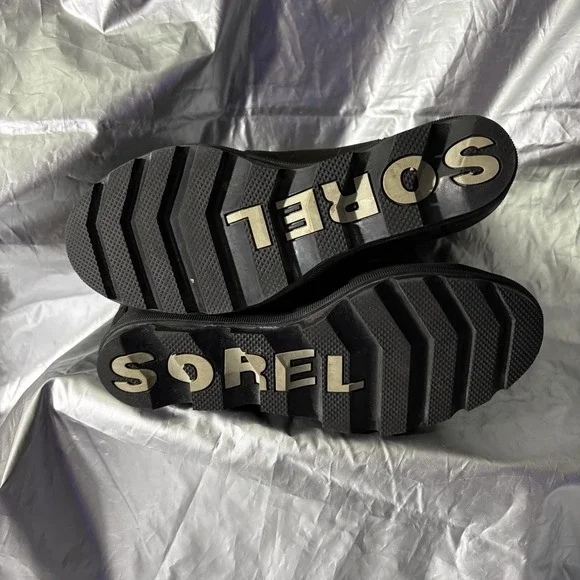 Sorel Joan Of Arctic Wedge II Black Leather Lace Up Boot Women's Size 10 - Picture 7 of 9